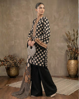 D# 11080 Black 3 PCS Unstitched Lawn