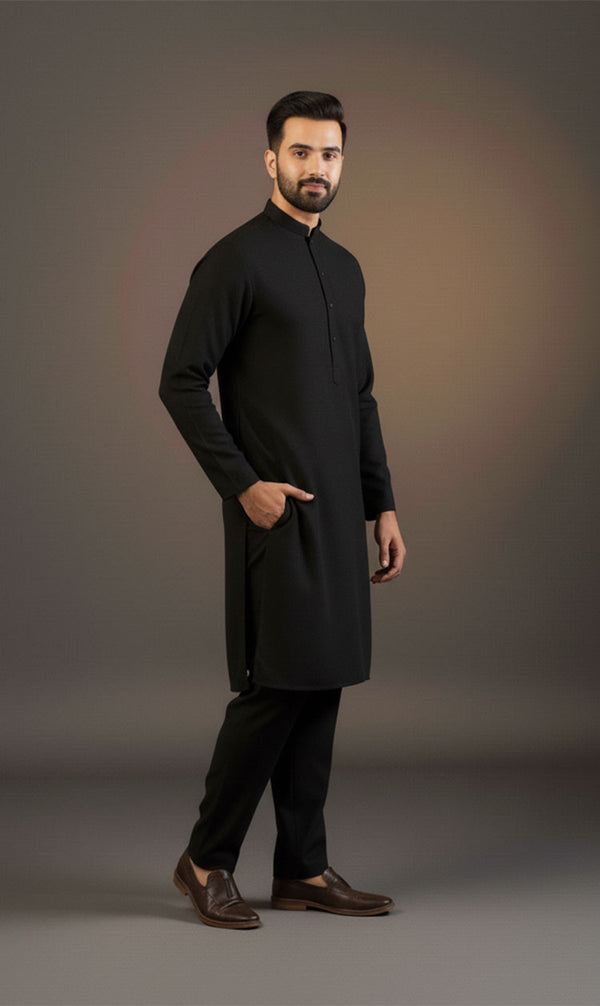 MNF 001 BLACK MEN,S UNSTITCHED BLENDED FABRIC