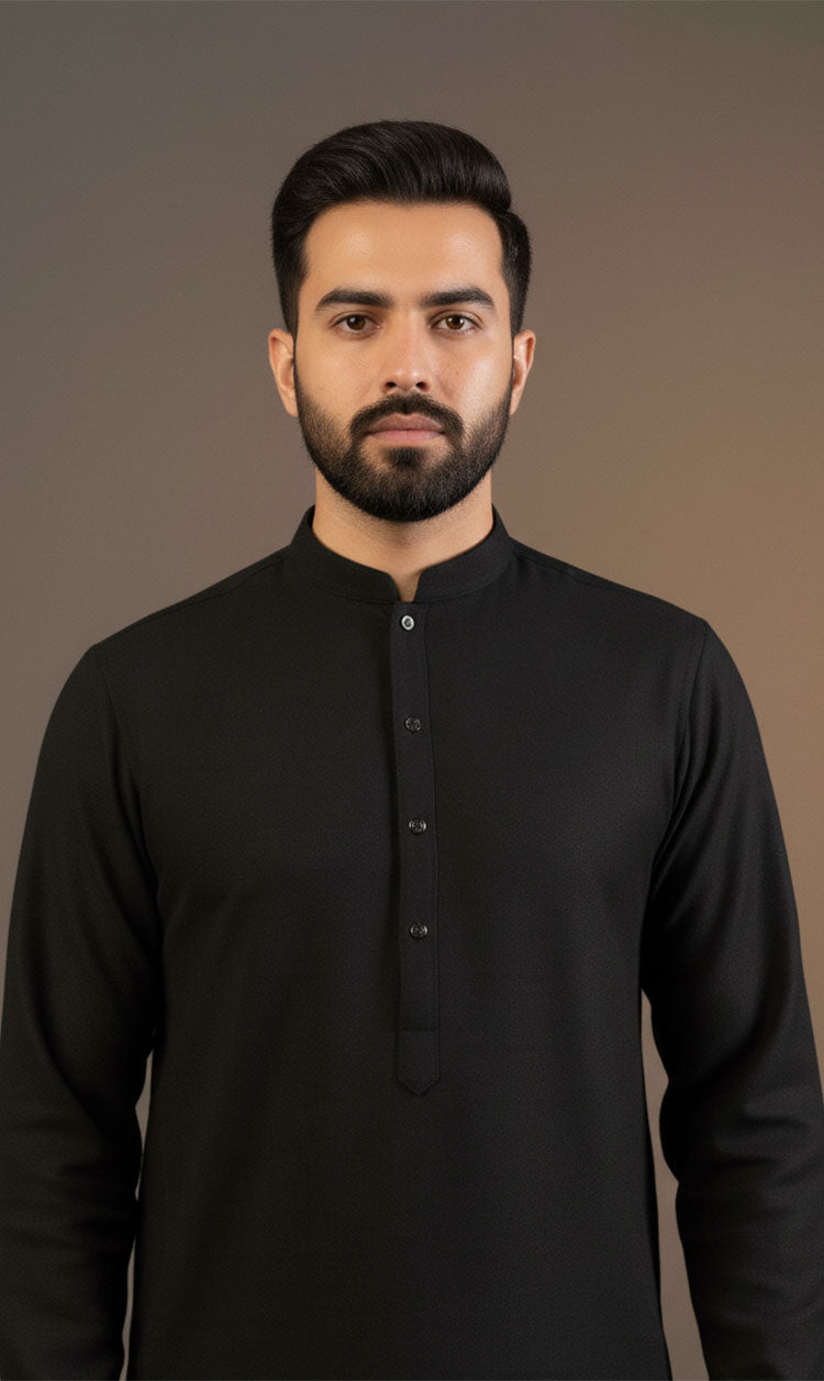 MNF 001 BLACK MEN,S UNSTITCHED BLENDED FABRIC