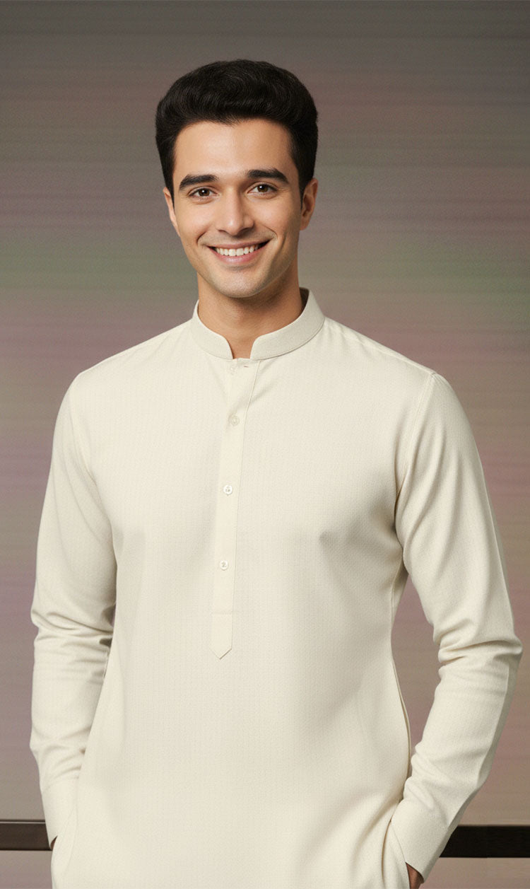 MNF 004 OFF WHITE MEN,S UNSTITCHED BLENDED FABRIC