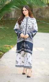 LNF P008 PRINTED CO-ORD SET SILVER & BLACK