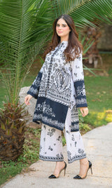 LNF P008 PRINTED CO-ORD SET SILVER & BLACK