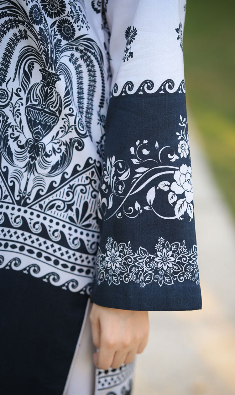 LNF P008 PRINTED CO-ORD SET SILVER & BLACK