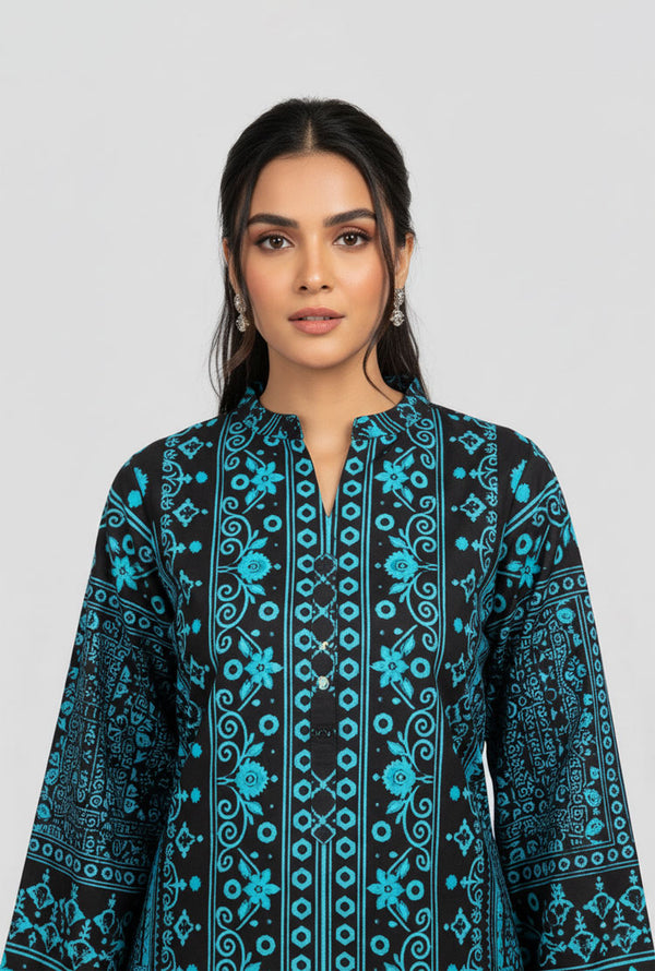 LNF P010 PRINTED CO-ORD SET TEAL BLACK