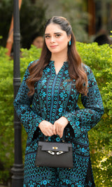 LNF P010 PRINTED CO-ORD SET TEAL BLACK