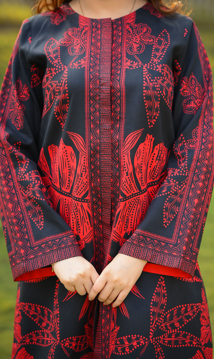 LNF P011 PRINTED CO-ORD SET RED & BLACK