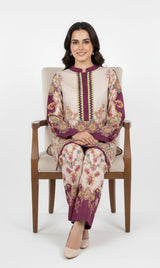 LNF P012 PRINTED CO-ORD SET PLUM