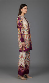 LNF P012 PRINTED CO-ORD SET PLUM