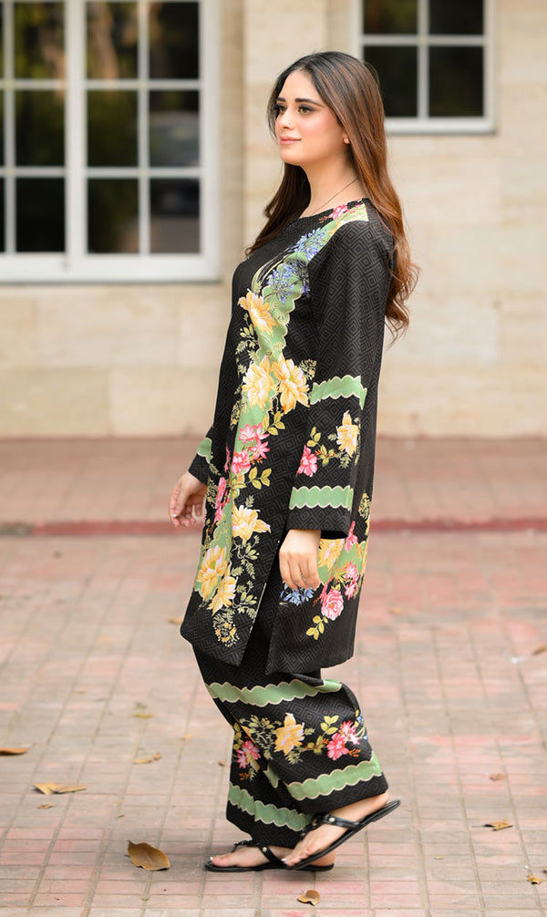 LNF P013 PRINTED CO-ORD SET MULTI BLACK