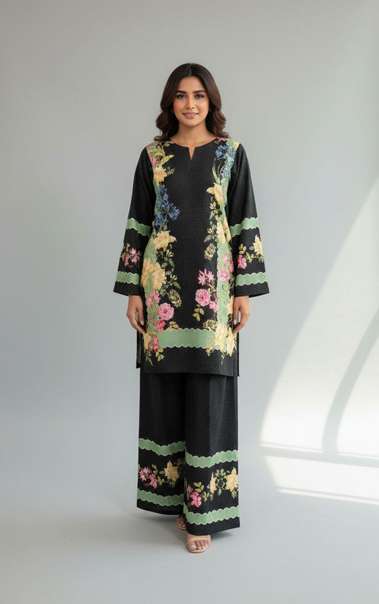 LNF P013 PRINTED CO-ORD SET MULTI BLACK