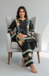 LNF P013 PRINTED CO-ORD SET MULTI BLACK