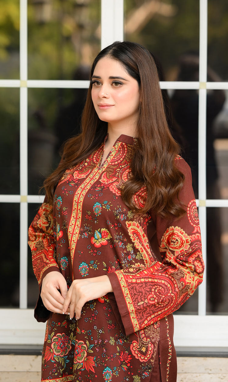 LNF P014 PRINTED CO-ORD SET CAPPUCINO