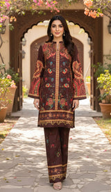 LNF P014 PRINTED CO-ORD SET CAPPUCINO