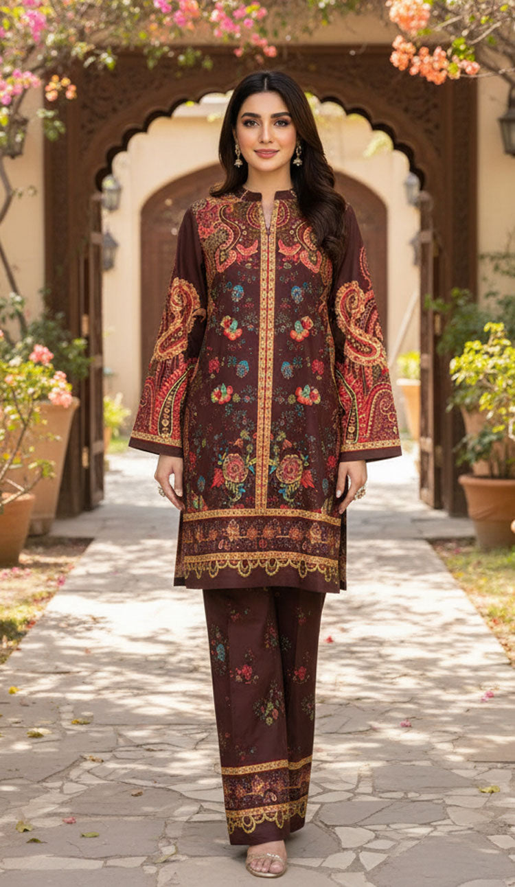 LNF P014 PRINTED CO-ORD SET CAPPUCINO