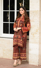 LNF P014 PRINTED CO-ORD SET CAPPUCINO