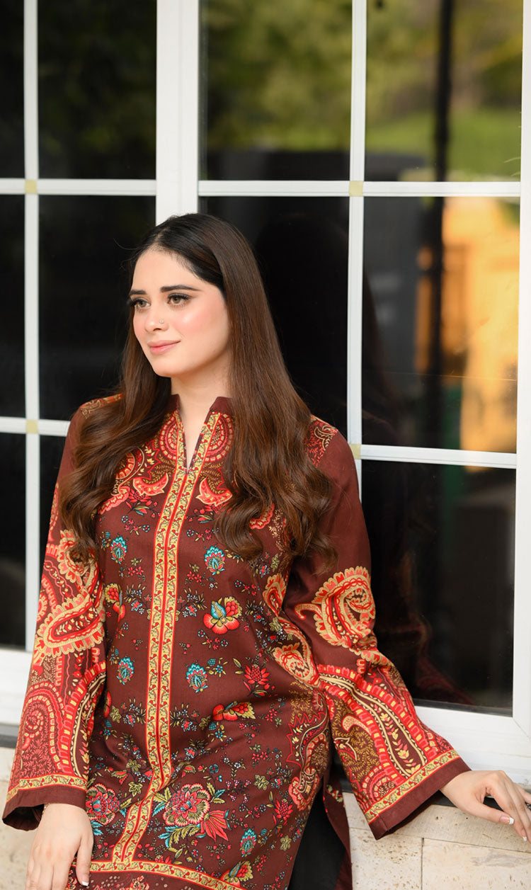 LNF P014 PRINTED CO-ORD SET CAPPUCINO