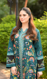 LNF P015 PRINTED CO-ORD SET TEAL GREEN