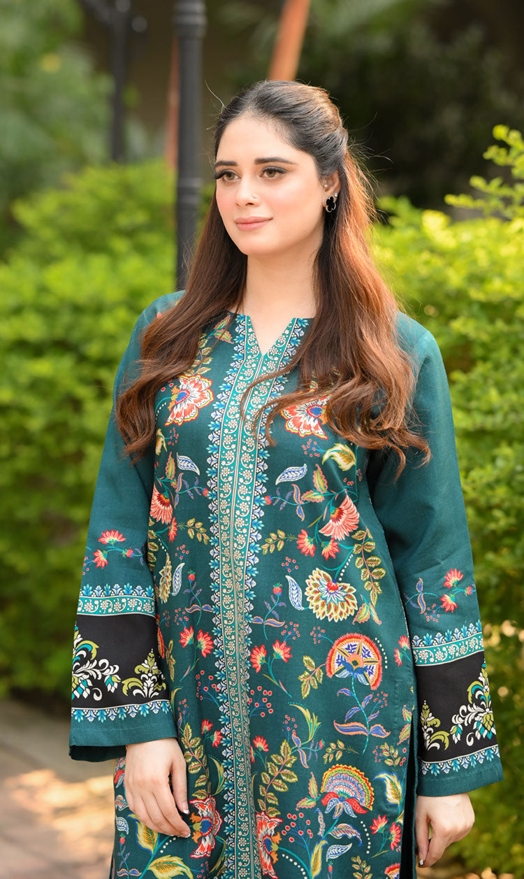 LNF P015 PRINTED CO-ORD SET TEAL GREEN