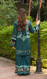 LNF P015 PRINTED CO-ORD SET TEAL GREEN