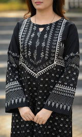LNF P016 PRINTED CO-ORD SET BLACK & OFF WHITE