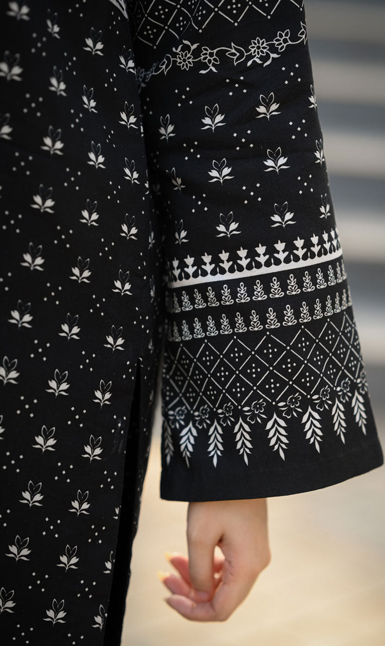 LNF P016 PRINTED CO-ORD SET BLACK & OFF WHITE