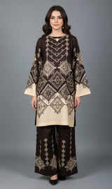 LNF P017 PRINTED CO-ORD SET DEEP BROWN