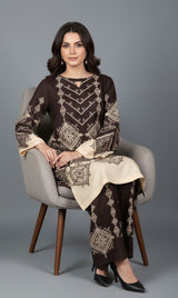 LNF P017 PRINTED CO-ORD SET DEEP BROWN