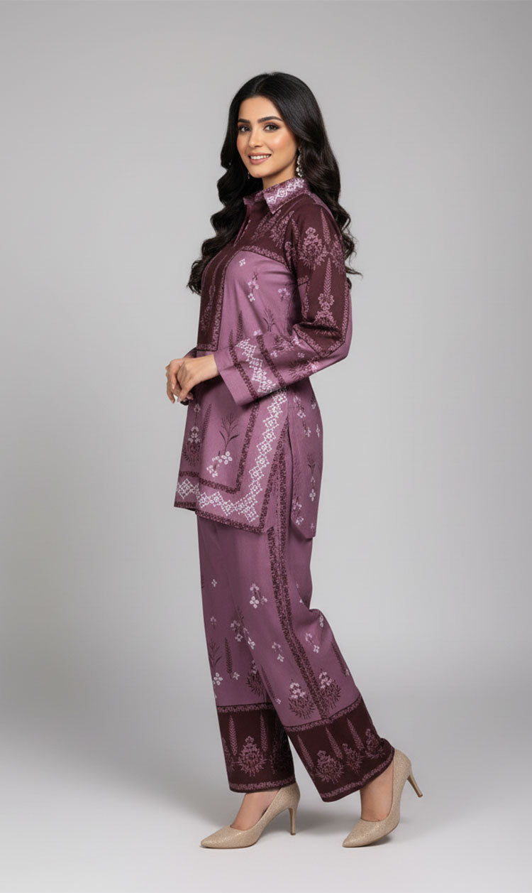 LNF P023 PRINTED CO-ORD SET LILAC