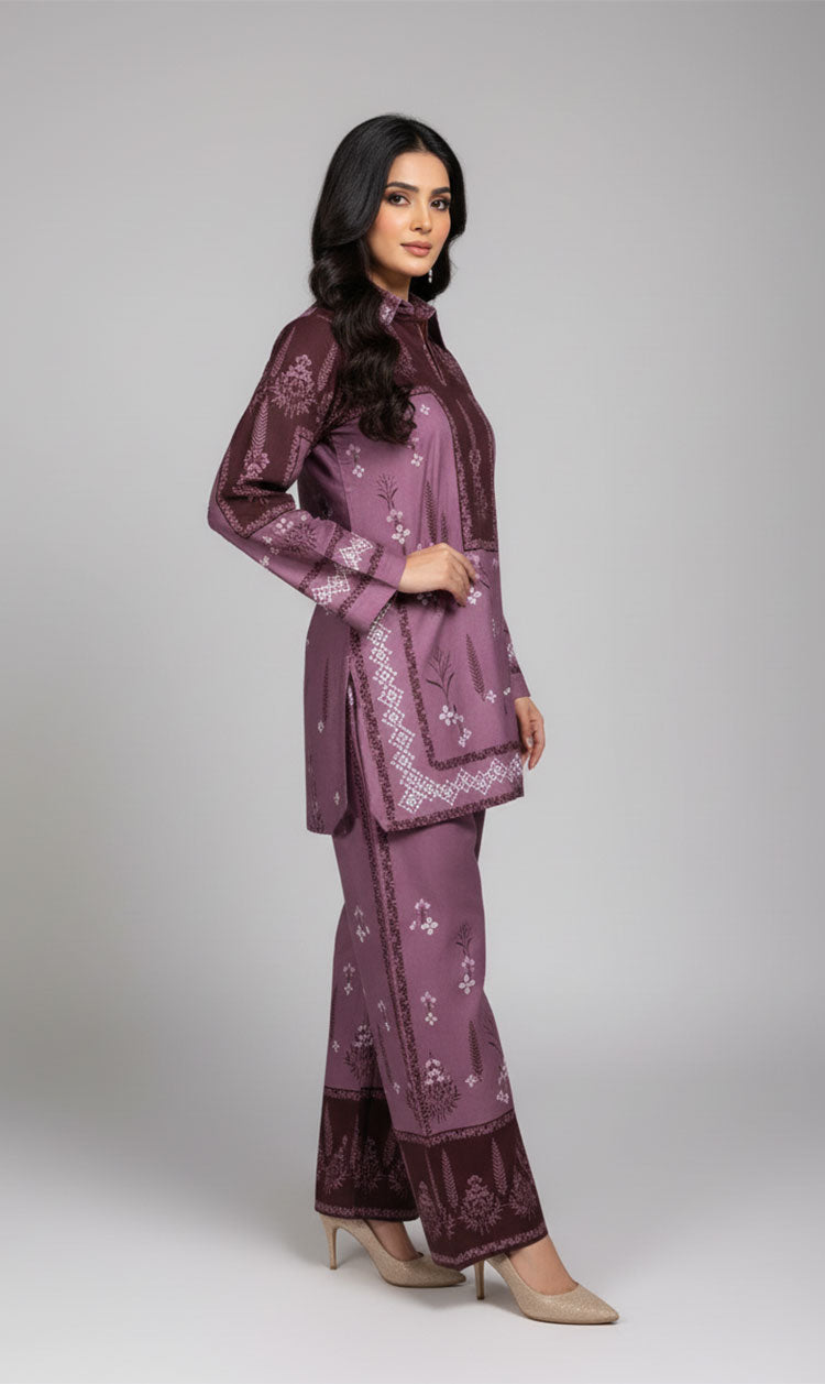 LNF P023 PRINTED CO-ORD SET LILAC