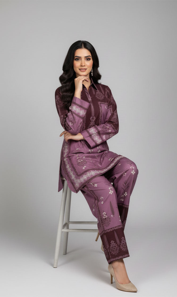 LNF P023 PRINTED CO-ORD SET LILAC