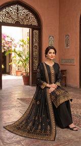 D# 11073 BLACK 3 PCS Unstitched Lawn