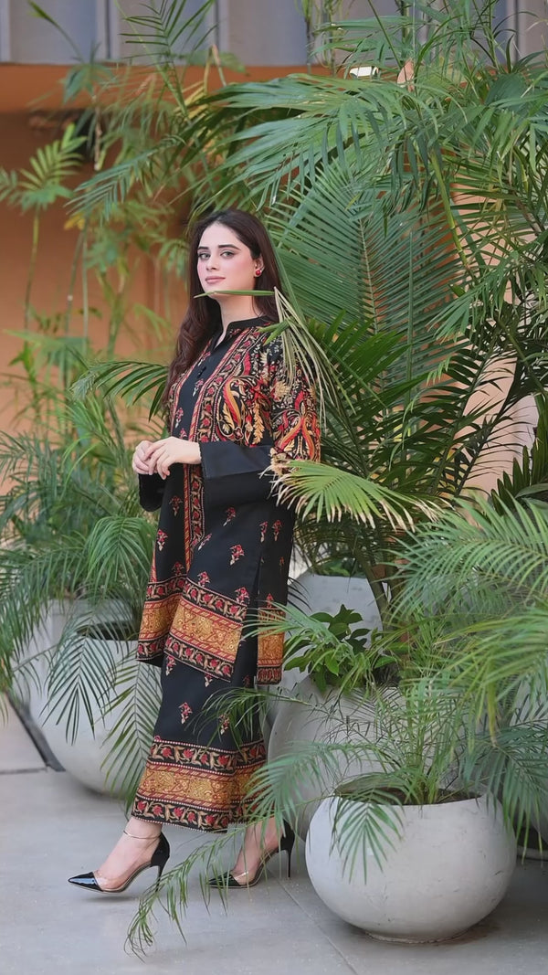 LNF P007 PRINTED CO-ORD SET MULTI BLACK