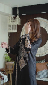 3 PCS LNF-34-BLACK VISCOSE SHIRT & TROUSER WITH SHAWL