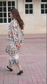 LNF P005 PRINTED CO-ORD SET OFF WHITE