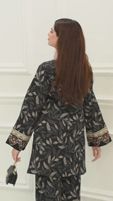STITCHED PRINTED CO-ORD SET LNF P004 BLACK
