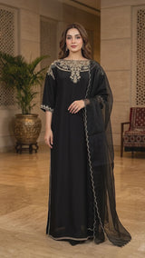 LNF-199 BLACK RTW LONG 3 PCS KAFTAAN