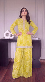 Des # 682-D-38, Yellow 2 Pcs Unstitched Lawn