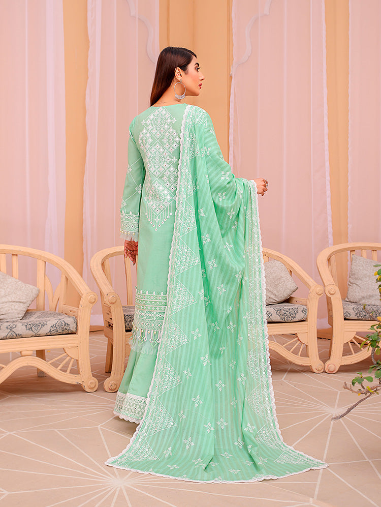 D# 08-SEA GREEN LUXURY EMBROIDERED LAWN