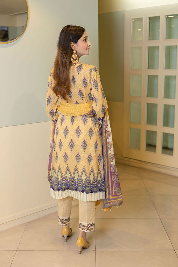 D# 03-YELLOW Embroidered Premium Digital Lawn 2022