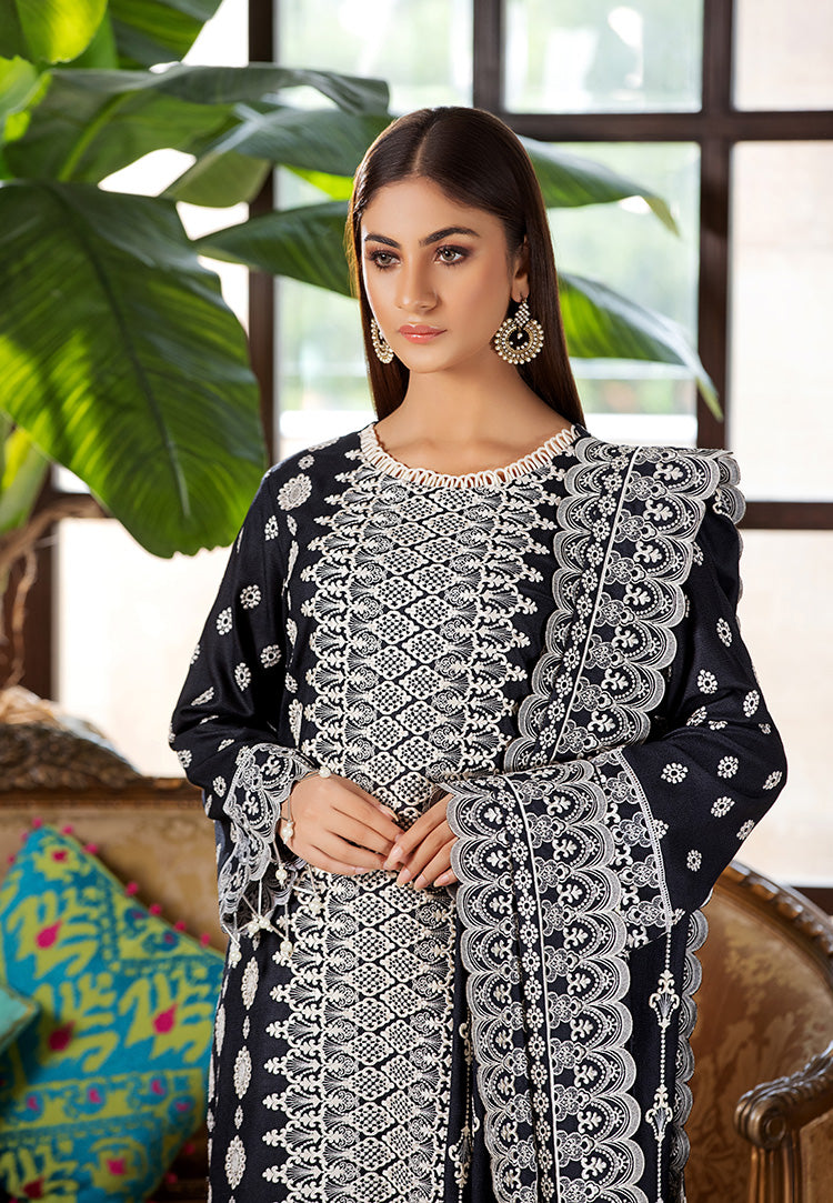 D# 07-BLACK Winter Luxury Embroidered Dhanak
