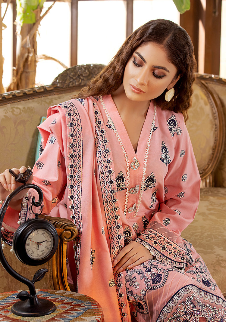 D# 08-PINK Winter Luxury Embroidered Dhanak