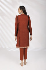EMB-02-CINNAMON -DYED UNSTITCHED-2 PIECE