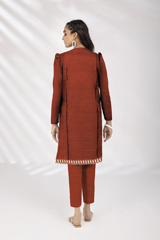 EMB-02-CINNAMON -DYED UNSTITCHED-2 PIECE
