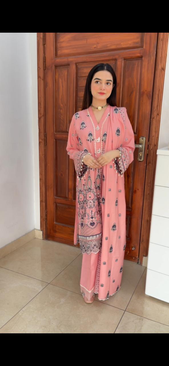 D# 08-PINK Winter Luxury Embroidered Dhanak