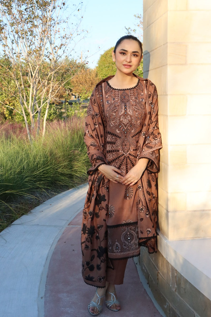 D# 02-CARAMEL Winter Luxury Embroidered Dhanak