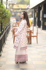 D# 03-PEARL WHITE Winter Luxury Embroidered Dhanak